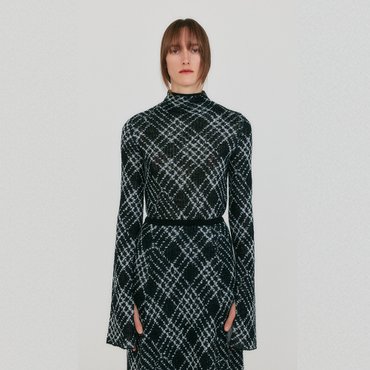 EENK ZOLLY Mockneck Check Knit Pullover - Black Multi