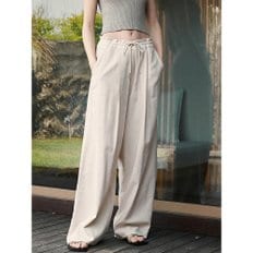 String Linen Wide Pants (Beige)