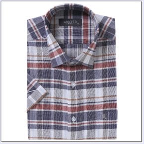 남성 마 혼방 체크무늬 일반핏 반소매셔츠 LVM4603NA 외 1