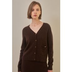 cashmere 100%  patch pocket cardigan - Dark Brown