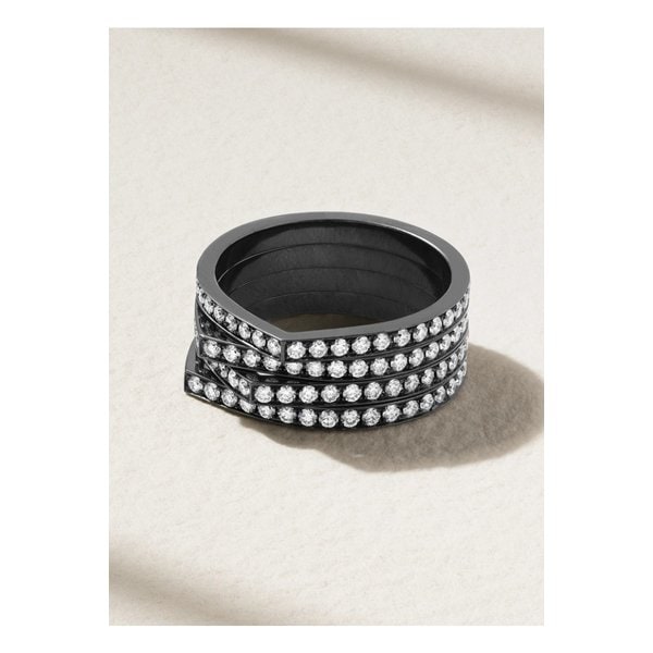 레포시 앙티페 14k 블래큰드 골드 다이아몬드 링 블랙 46376663162894606