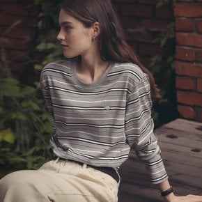 Bonheur stripe cotton t-shirt_Gray