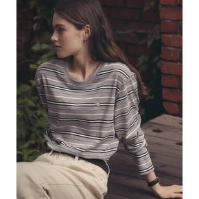 Bonheur stripe cotton t-shirt_Gray