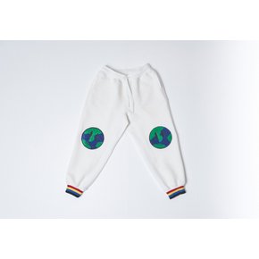 THE EARTH KNEE COVER STITCH JOGGER PANTS [WHITE]