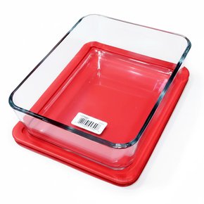 렌지오븐 내열유리 냉장용기 심플직사각 소-750ml 1개/레드 (1707430-7210) 찬통