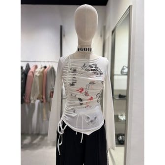 에고이스트 [여주점] 밑단 언발 오프숄더 셔링 티셔츠 ER2CL460