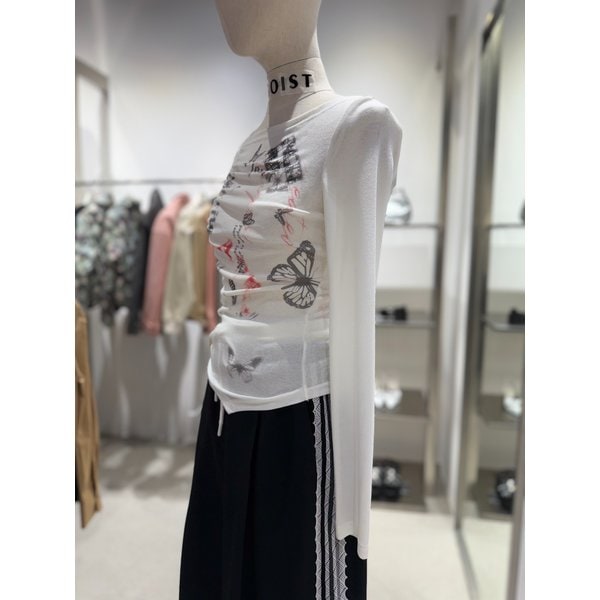 [여주점] 밑단 언발 오프숄더 셔링 티셔츠 ER2CL460