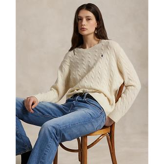 폴로 랄프 로렌 여성 케이블 울 캐시미어 크루넥 스웨터(WMPOSWENC021224100)
