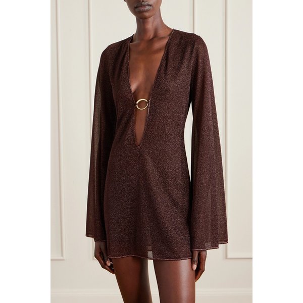 루미에르 장식 메탈릭 스트레치 니트 카프탄 초콜릿 46376663162983023