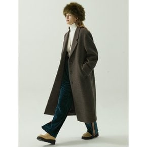 HIDDEN BUTTON SINGLE LONG COAT - BROWN