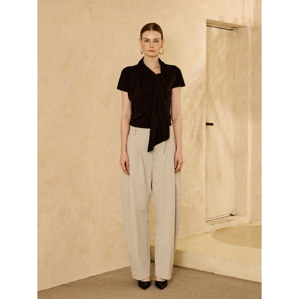 Stretch Nylon Barrel Pants Beige
