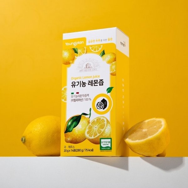 영진약품 유기농 레몬즙 20g 14포 - NFC 레몬100 착즙주스 액상스틱 레몬원액