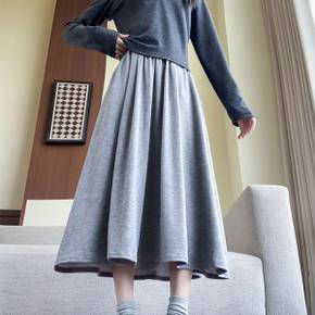 / NS494 여성 데일리 무지 허리 밴딩 A라인 스커트