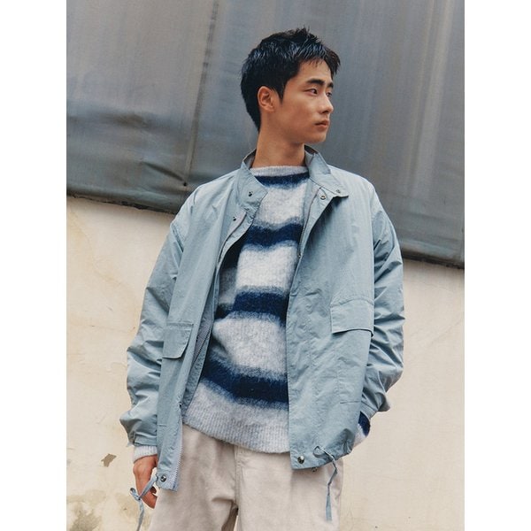 에센셜 나일론 스탠넥 윈드 자켓  _그레이