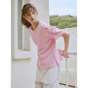 Logo embroidery puff half t-shirt (3color)