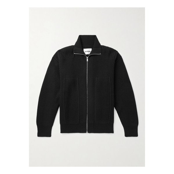 골지 울 집업 가디건 블랙 46376663162875038