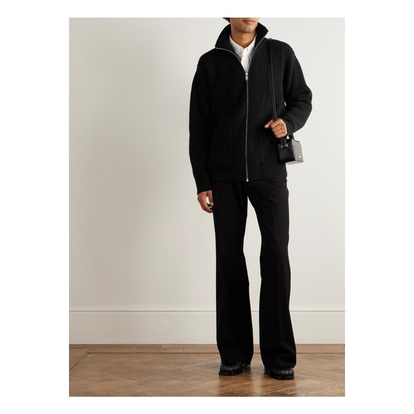 골지 울 집업 가디건 블랙 46376663162875038