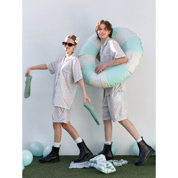 [2PACK] 마린 반팔 잠옷 파자마세트