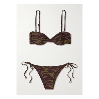 아티코 컨버터블 지브라 프린트 언더와이어 비키니 그린 1647597359959712