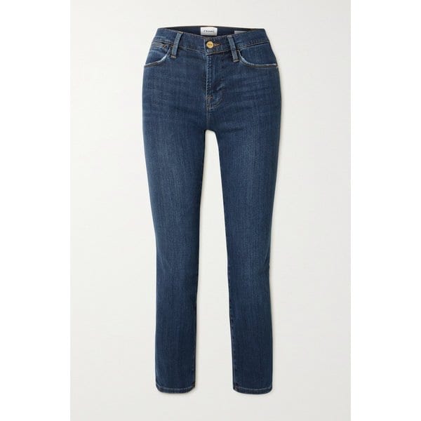 르 하이 크롭 스트레이트 레그 진 다크 데님 46128359902929157