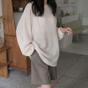 골지 라운드 루즈핏 롱 니트_P346902786
