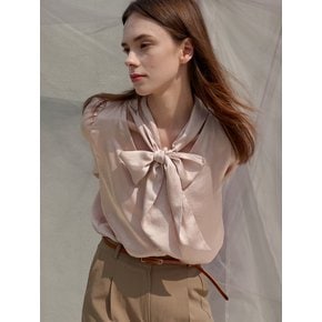 Nobility Satin Ribbon Scarf Blouse_Beige