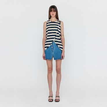 EENK WENETA Asymmetric Front Denim Mini Skirt - Denim Blue