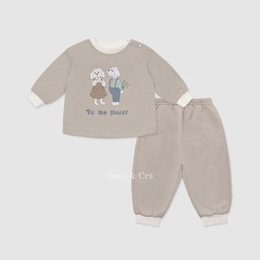슈슈앤크라 mini 데닉 상하복 ㅡ 딥베이지