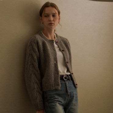 노운베러 Raglan sleeve toggle alpaca cardigan_Gray