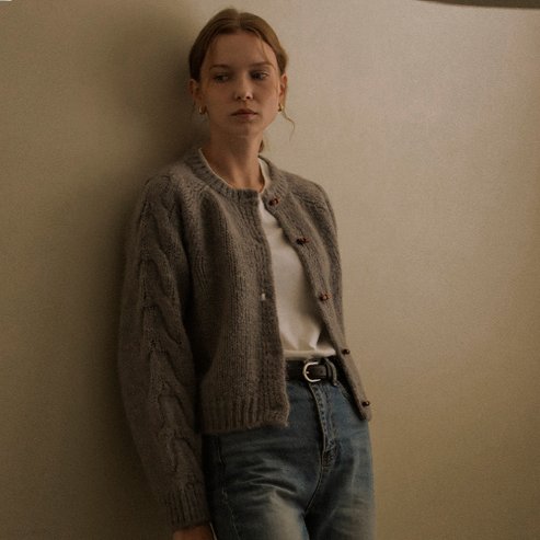 노운베러 Raglan sleeve toggle alpaca cardigan_Gray