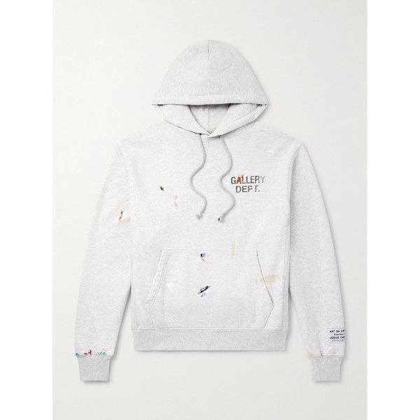 로고 프린트 페인트 스플래터 코튼 저지 후드 티셔츠 46376663162903354