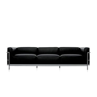 까시나(CASSINA) [Cassina 공식수입원] 3 Fauteuil Grand Confort, Grand Modele, 3-Seater (Black/Chrome)