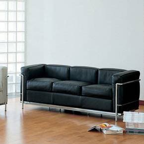 [Cassina 공식수입원] 3 Fauteuil Grand Confort, Grand Modele, 3-Seater (Black/Chrome)