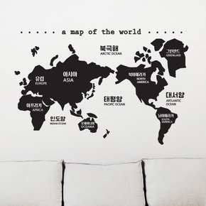 깔끔한 세계지도 a map of the world 한글영어 일러스트 스티커