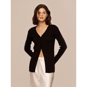 Black Ribbed silhouette Cardigans