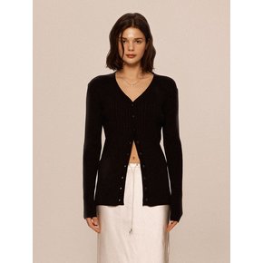 Black Ribbed silhouette Cardigans