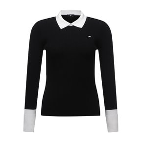 FX 여성 배색포인트 립조직 셔츠에리 스웨터 (52KC2254_09)