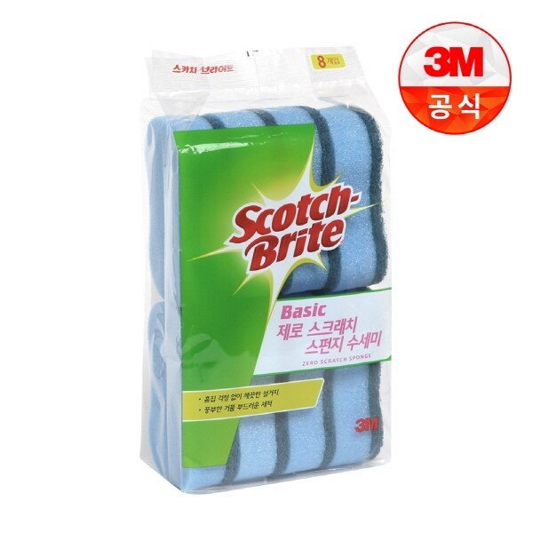 [3M]베이직 제로스크래치 스펀지수세미 8입