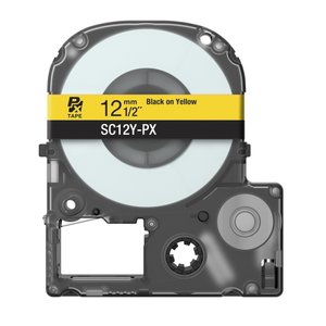 엡손 정품 표준형 라벨테이프 카트리지 12mm 노랑바탕/검정글씨 라벨지 SC12Y-PX