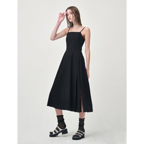 Slip Line Button Detail Dress, Black