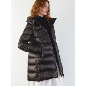 LIGHT WEIGHT HOODED GOOSE DOWN COAT [BLACK]