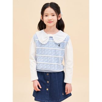 빈폴키즈 *시즌오프30%*[BEANPOLE KIDS] 케이블 스트라이프 니트 베스트  스카이 블루