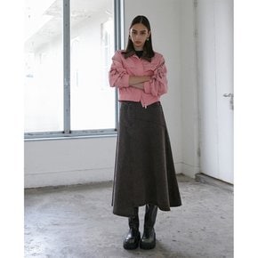 사선 절개 롱 플레어 데님 스커트 (ER3DS861)