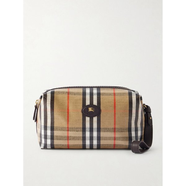 로고 아플리케 가죽 트리밍 체크 코팅 캔버스 워시백 46376663162993483