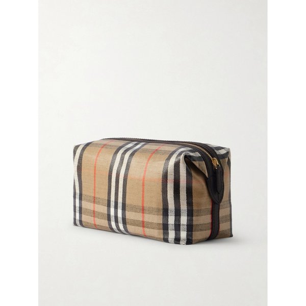 로고 아플리케 가죽 트리밍 체크 코팅 캔버스 워시백 46376663162993483