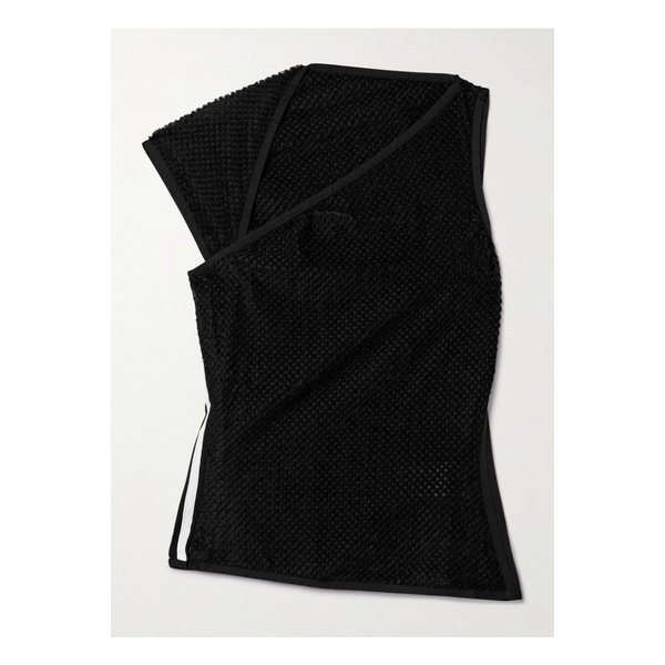 Y-3 비대칭 스트라이프 스트레치 저지 트리밍 브러시드 메시 탱크 1647597343786577