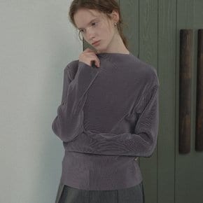 Pleats mock neck top [TIFA05LT13]_Charcoal