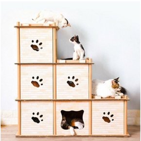 고양이 반려묘 숨숨집 스크래쳐 박스 하우스 캣타워 6단