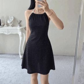 라이더 홀터넥 스판 리본 A라인 미니 여름 원피스 4color _P430643000