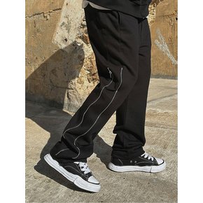 WIDE SWEAT SIDE ZIPPER PANTS (BLACK)